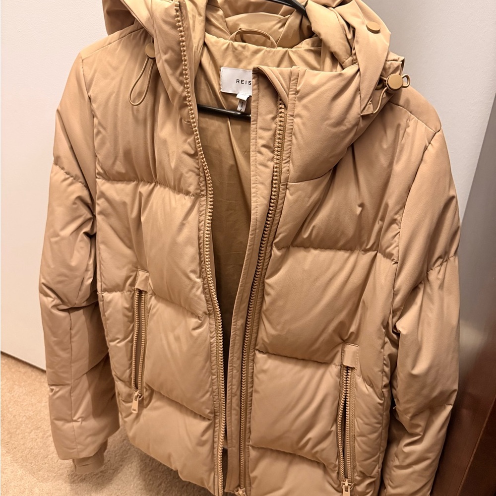 Reiss Camel Hooded Puffer Jacket